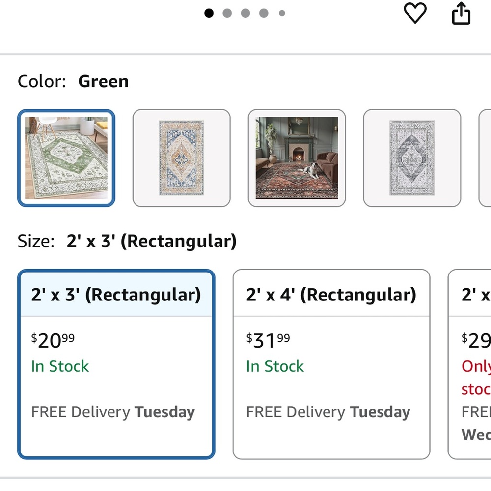 Chic Green and White Patterned Rug - Picture 2 of 3